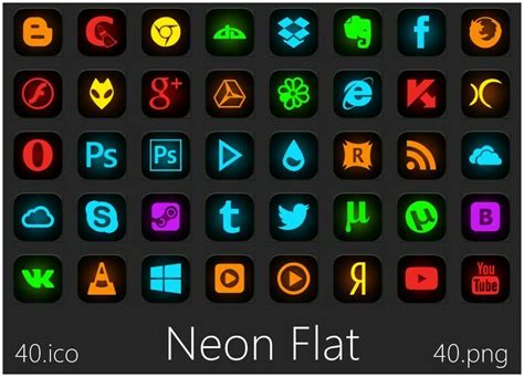 Neon Flat Icon Pack | SkinPack - Customize Your Digital World