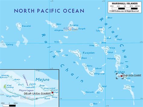 Physical Map of Marshall Islands - Ezilon Maps