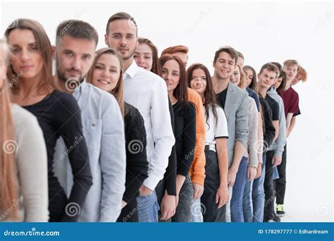 Group of Diverse Young People Standing in Line Stock Image - Image of ...