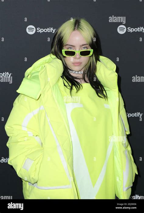 Billie Eilish walking the red carpet at the Spotify Hosts "Best New ...