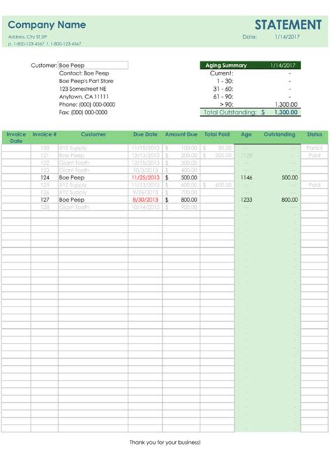 Invoice Tracker Excel Template