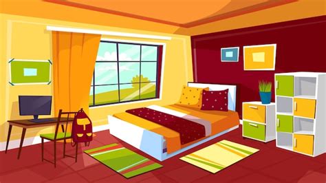 Bedroom illustration of teenager girl or boy room interior background ...