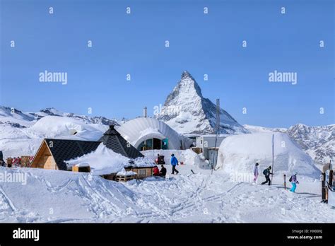 Igloo village, Rotenboden, Matterhorn, Zermatt, Gornergrat, Valais, Switzerland, Europe Stock ...