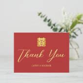 Simple red and modern Chinese wedding Thank You Card | Zazzle