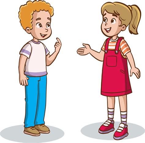 Two school children talking vector. Full-length characters. Boy and girl kids. Illustration ...