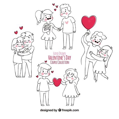 Premium Vector | Hand drawn valentine's day couple collection