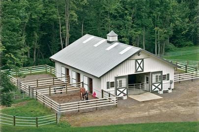 need 6 stalls, tack room w/ bathroom, feed room & wash rack . . . and wider overhang for ...