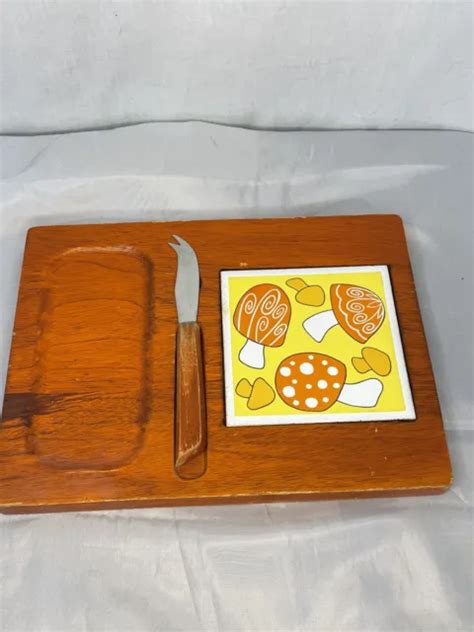 VINTAGE MCM MUSHROOM Cheese Board With Knife $29.90 - PicClick
