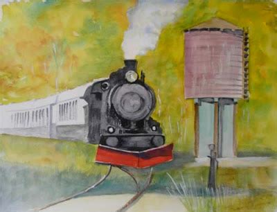 Bunny's Artwork: Train Watercolor Painting