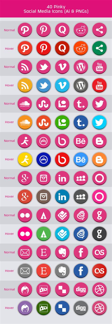 40 Free Pinky Social Media Icons (PNGs & Vector File)