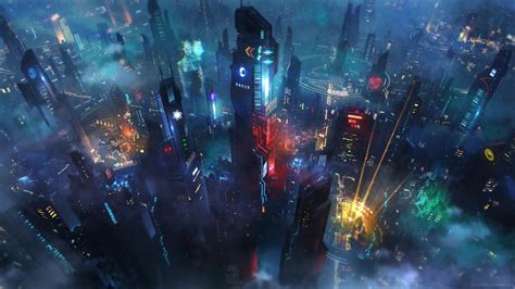 Futuristic Cyberpunk Cityscape Live Wallpaper - MoeWalls