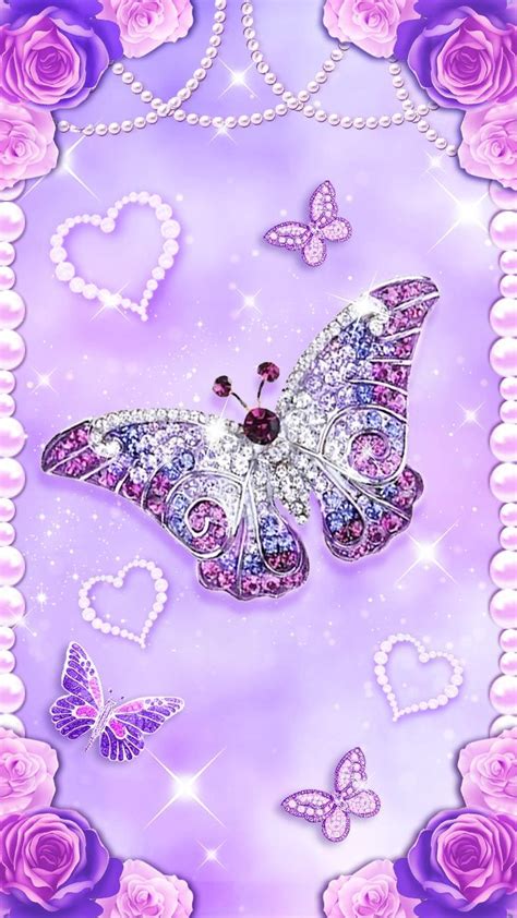 Glow Purple Glitter Butterfly Wallpaper - Download Free Mock-up