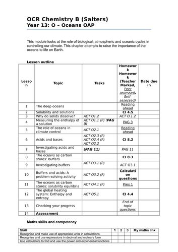 OCR (B) Salters A Level chemistry - topic overview sheets and ...