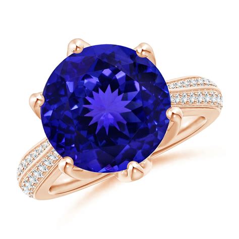 Customizable Angara Gia Certified Natural Tanzanite Nature Inspired Ring in Rose Gold For Sale ...