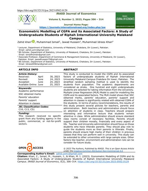 (PDF) Econometric Modelling of CGPA and its Associated Factors: A Study ...