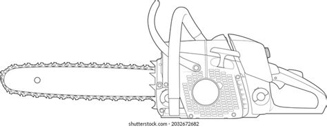 Chainsaw Black White Style Linear Drawing Stock Vector (Royalty Free) 2032672682 | Shutterstock