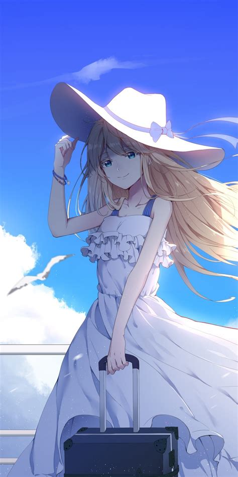 Download wallpaper 1080x2160 anime girl, white dress, beautiful, honor ...