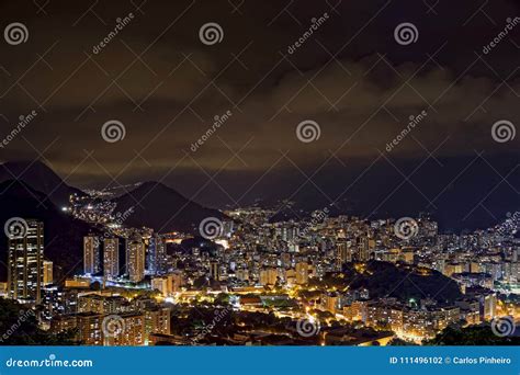 Night View of the Top of the Rio De Janeiro Skyline Stock Photo - Image of building, illuminated ...