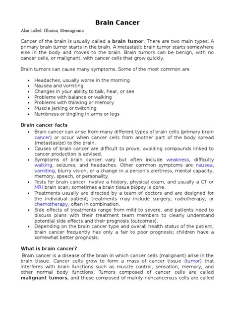 Brain Cancer Report | Brain Tumor | Metastasis