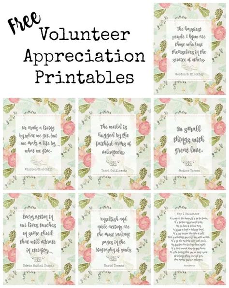 Pink Floral Printables for Volunteer and Teacher Appreciation ...