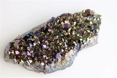 10) Titanium Aura Amethyst Rainbow Crystal Cluster – Distinction Crystals