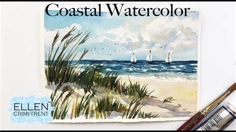 Watercolor Coastal Painting Tutorial - step by step - YouTube