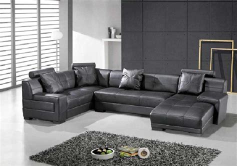 Omega Modern Black Leather Sectional Sofa | Leather Sectionals