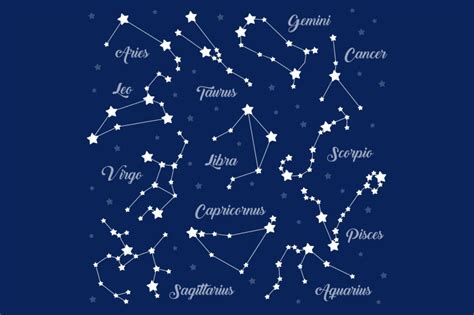 12 zodiac signs constellations By Katerina Ivanova | TheHungryJPEG