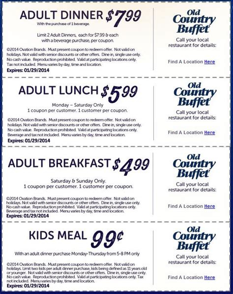 22 best Old Country Buffet Coupons images on Pinterest | Buffets, Food ...