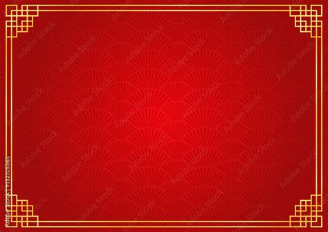 chinese new year background with golden border, abstract oriental ...