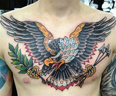 a man with an eagle tattoo on his chest
