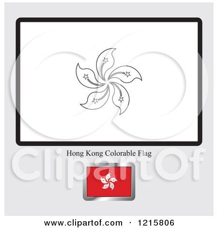 Clipart of a Coloring Page and Sample for a Hong Kong Flag - Royalty Free Vector Illustration by ...