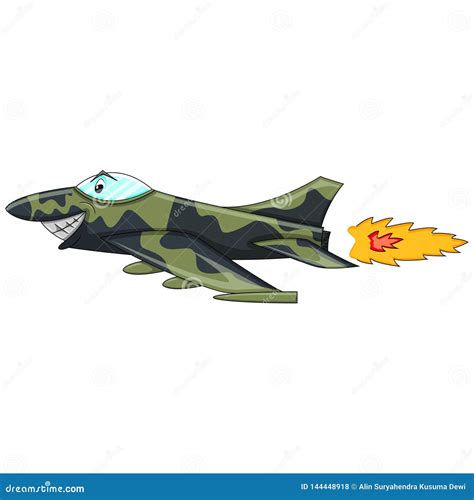 Fighter Jet - Plane Funny Cartoon Vector Illustration Stock Vector - Illustration of graphic ...