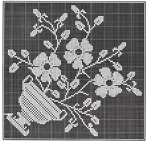 Victorian Filet Crochet Pattern Floral Tea Table Cloth Diagrams