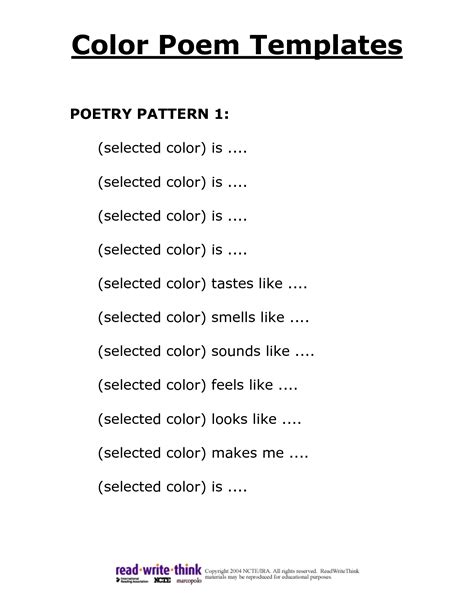 Color Poem Template