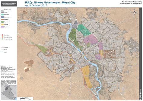 Iraq - Ninewa Governorate - Mosul City Reference Map as of October 2017 ...