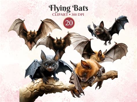 Flying Bats Clipart Halloween Bat Clipart Halloween Night - Etsy