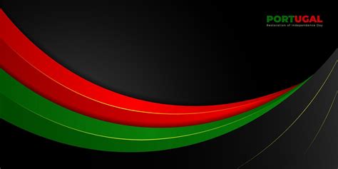 Wavy Red and green abstract design with black background. Portugal restoration independence day ...