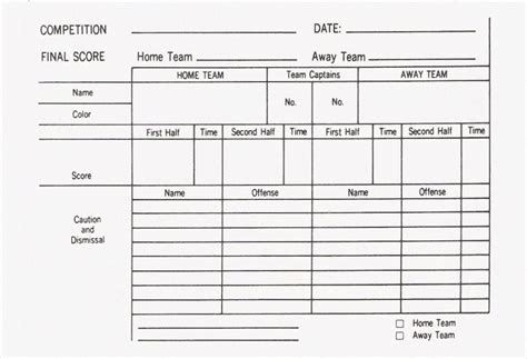 Printable Football Referee Score Card Template - Printable Templates