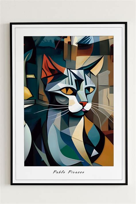 cat portrait inspired Picasso print Pablo Picasso Cubism, Pablo Picasso ...