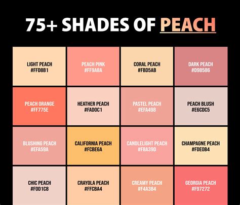 75+ Shades of Peach Color (Names, HEX, RGB, & CMYK Codes) | Shades of ...