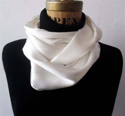 Aviator Scarf Mens White Silk Scarf 1 Ply White Aviator