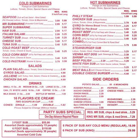 Mr. Submarine Menu, Menu for Mr. Submarine, Portage Park, Chicago - Urbanspoon/Zomato