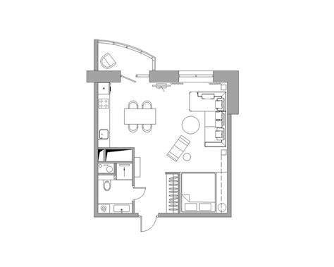 Bachelor Type Flat Floor Plan - floorplans.click