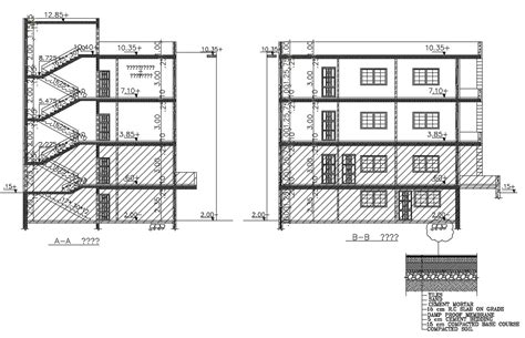 School Building Cross Section Drawing DWG File - Cadbull