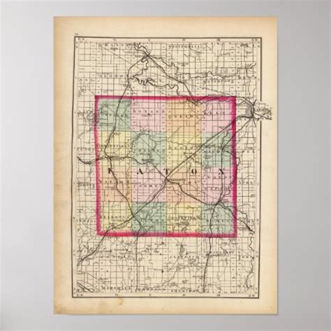 Map of Eaton County, Michigan Poster | Zazzle.co.uk