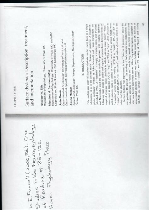 (PDF) Surface dyslexia: description, treatment, interpretation