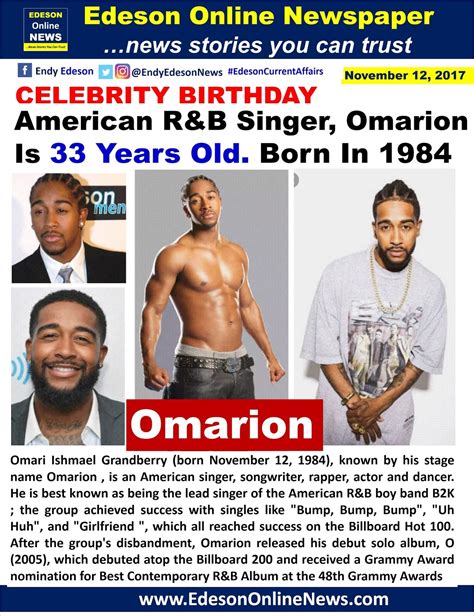 Edeson Online News: American R&B Singer, Omarion Celebrates 33rd Birthday