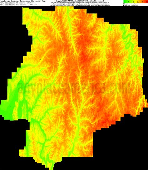 Elevation Topographic Map Of Tennessee