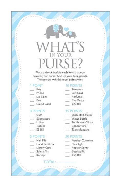 Instant Download Blue Elephant Baby Shower Games for Boy, What's In ...